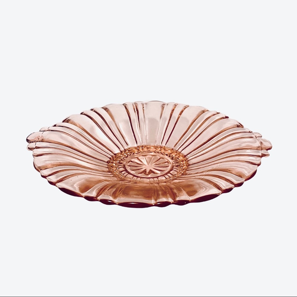 Vintage Anchor Hocking Old Cafe Depression Glass - Pink Candy Dish